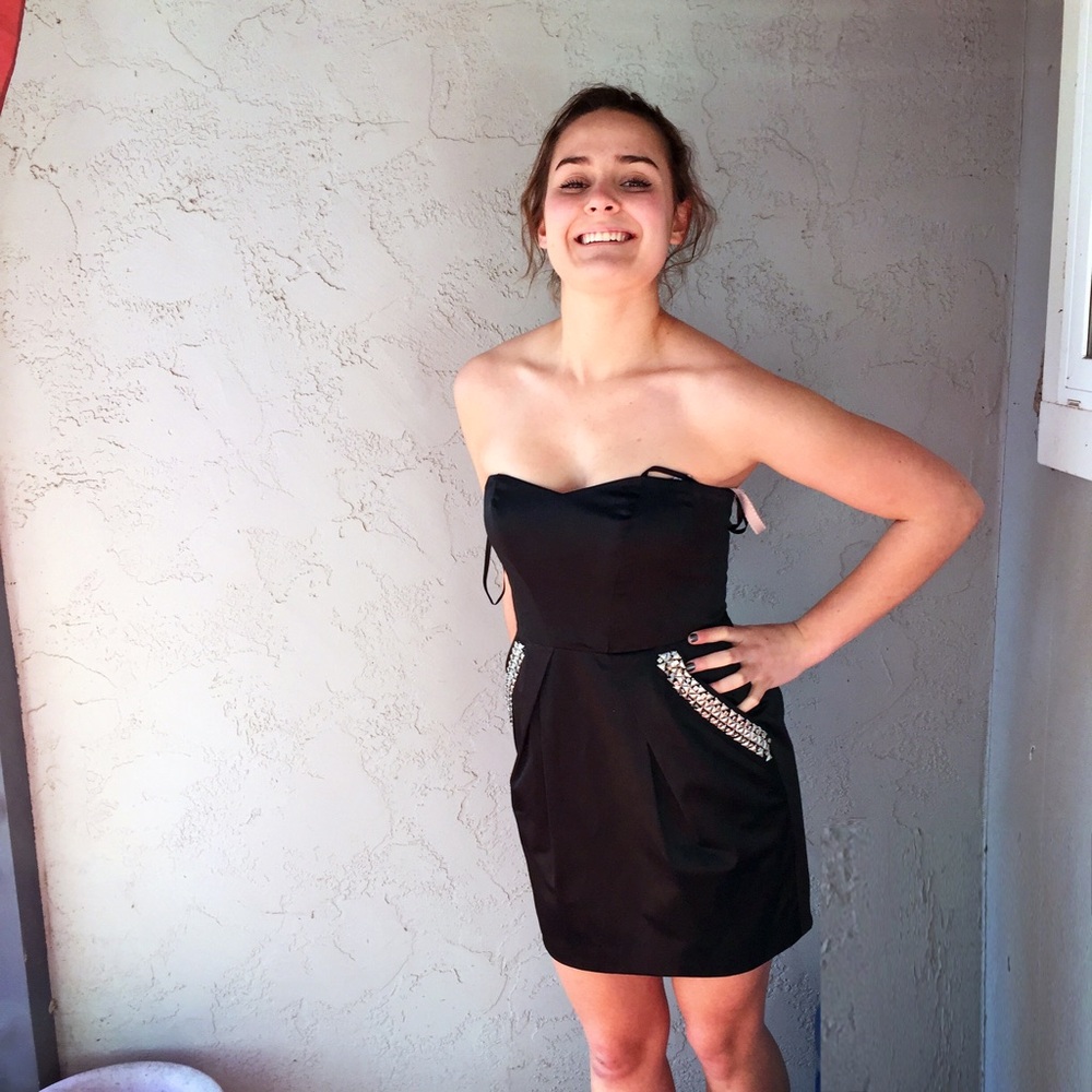 BCBG Black Holiday Strapless Dress Silky